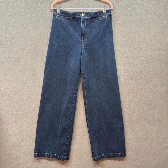 Madewell Emmett Wide Leg Jeans Womens 29 Dark Blue Denim Casual High Rise - Picture 1 of 12